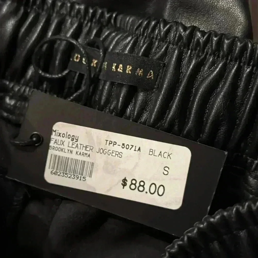 NEW Brooklyn Karma Faux leather Joggers